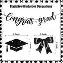 Black Bow Graduation Party Decorations 3 Pcs End of Year Congrats Grad Banner Garland Set, 2026 Graduation Backdrop for High School College Congrats Grad End of Year Party Supplies