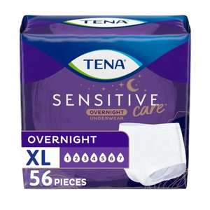 TENA Sensitive Care Overnight Incontinence Underwear for Women, Bladder Control and Postpartum, Extra Large, 56 Count (Waist Size 39in-52in)