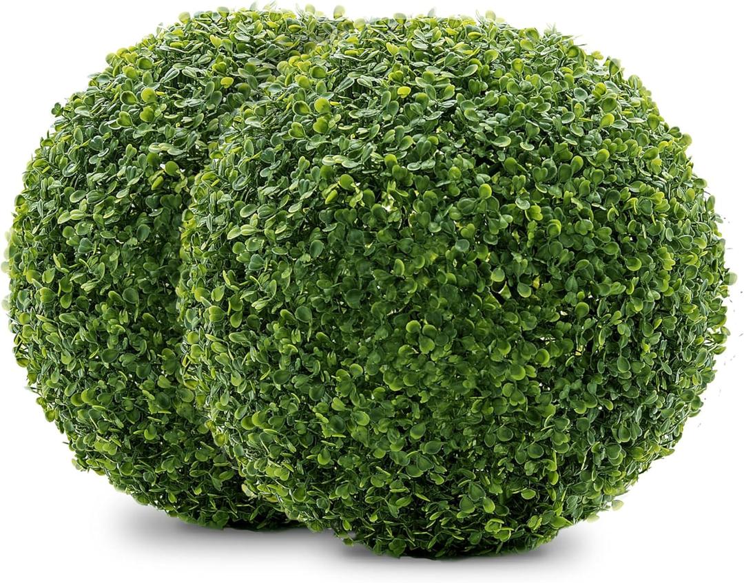 Naturae Decor Artificial Topiary Ball - Boxwood Decorative Balls - High Density and Natural Looking- 11 in. Pack of 2