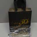 MIMIND 24 Pieces Black Gold 50th Birthday Gift Bags Kraft Paper Bags Party Favor Bag Goodie Candy Bag for Birthday Wedding Party Supplies
