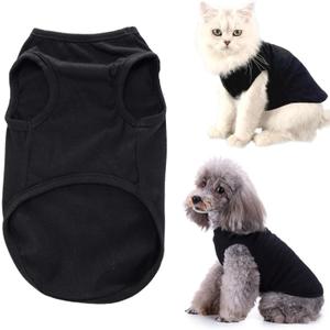 Puppy Clothes for Small Dogs & Cats, Comfortable Summer Shirts & Vests, Soft Cotton Tops (Black S)