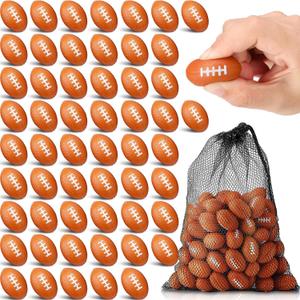 Zhanmai 72 Pcs Mini Foam Football Party Favors 1.5'' Stress Balls Bulk Toy for Sports Decorations Supplies Boys Girls Adults Outdoor Games with Drawstring Mesh Bag