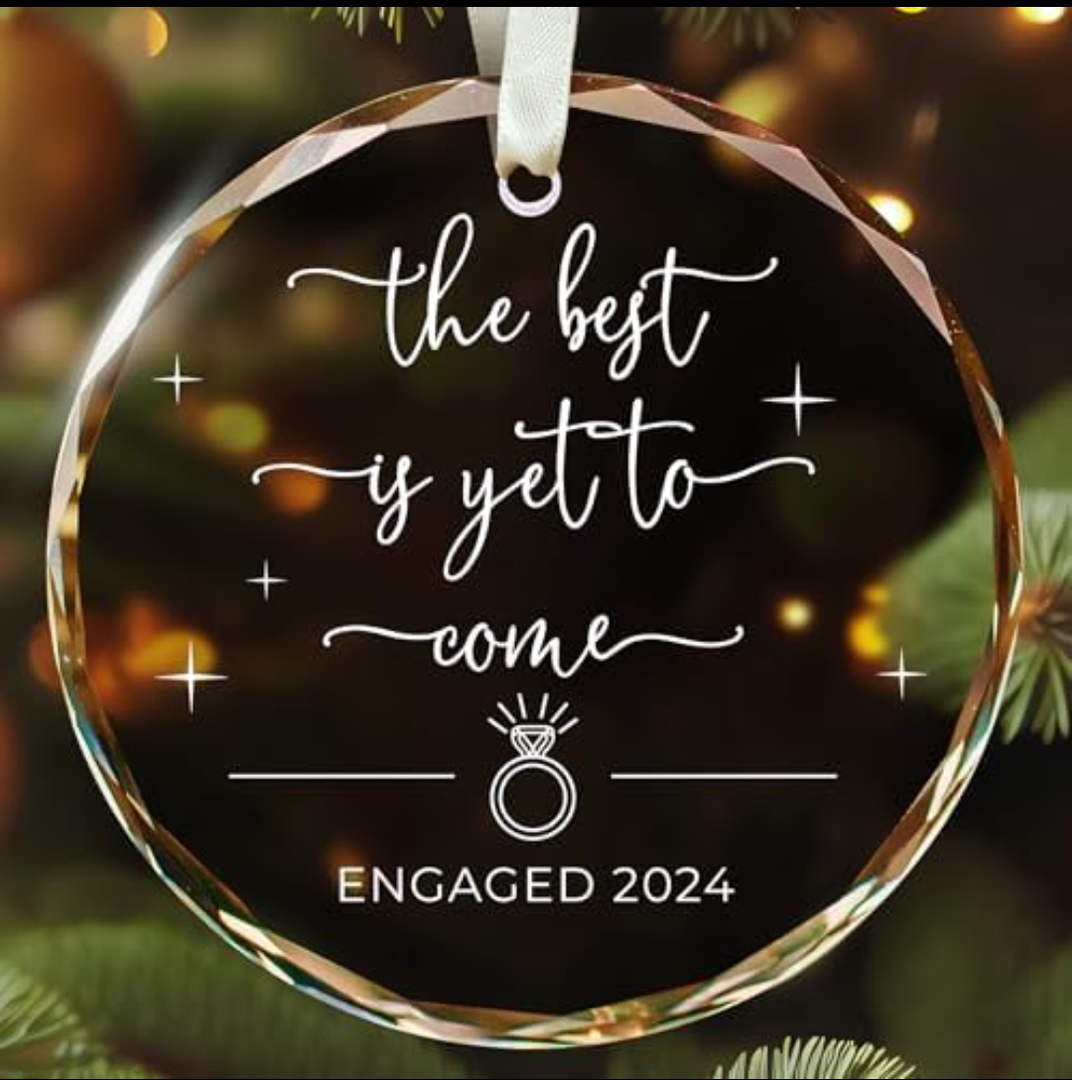 Pack Of 2 SUCHAGIFT Engagement Gifts for Couples - Gifts for Newly Engaged Couples - Happy Engagement Ornaments for Her, Bride, Bride to Be - Glass Ornament