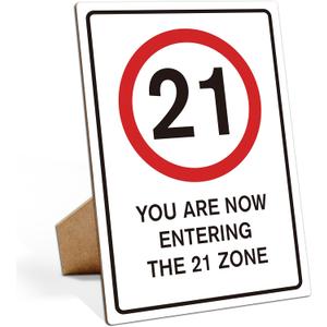 Race Car 21st Birthday Decorations for Men, 8x11 Wooden Sign with Stand, Room Decor F1 Fast Birthday Decor