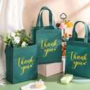 Sweetude 30 Pcs Thank You Gift Bags with Handles, Reusable Non Woven Foldable Goodie Bags Bulk for Graduation Teacher Appreciation Wedding Bridesmaid Favors(10 x 8 x 4 Inch,Dark Green)