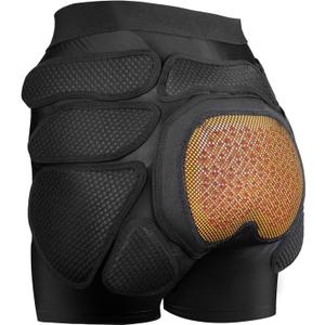 Protective Padded Shorts Crash Pad, PU Hip Butt Pads Impact Gear for Youth Ladies Women, Tailbone Protection Pad for Ski Snowboarding Skating Skateboard (Small, Black)