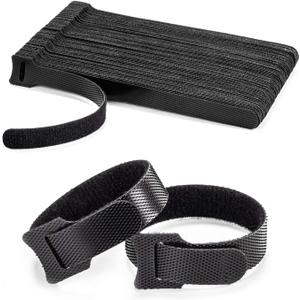 Reusable Cable Ties, Black Adjustable, Cord Organizer Ties, Multi-purpose Hook Loop Cable Management Wire Ties for Organizing Home, Office, Data Centers