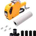 MX-5500 8 Digits Price tag Gun with 5000 Sticker Labels and 5 Ink Refill, Label Maker Pricing Gun Kit Numerical Tag Gun for Grocery Retail Store & Office,Organization Marking Price tag Gun (Yellow)