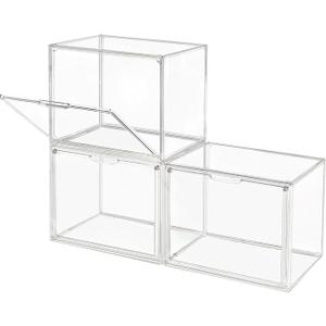 Clear Storage Bin with Lid Box with Magnetic Door 3 Pack