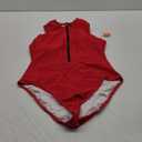 Charmo One Piece Swimsuit Women Zipper Bathing Suit Mock High Neck Full Coverage Racerback Rash Guard Swimwear 80s 90s, (XL, Red)