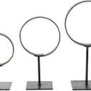 Creative Co-Op Decorative Modern Found Metal Rings on Stands, Black, Set of 3