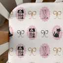 Pink Halloween Cat Witch Baby Crib Sheets for Girls Cute Black Halloween Cat Bows Baby Sheet Spooky Western Cowgirl Fitted Crib Mattress Cover Standard Toddler Mattress 52''x28'' (One size)