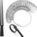 Bflaae Ring Sizer Measuring Tool Kit, Plastic Ring Mandrel, Reusable Finger Size Tape 1-17 USA Rings Size, 27 PCS Stainless Steel Measuring Ring Tool, US Ring Size 0-13 with Half Size