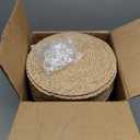 40 Pcs 12 Inch Round Woven Placemats with 20pcs Pearl Napkin RingsRattan Placemats Bulk Boho Woven Chargers Natural Water Hyacinth Place Mat for Wedding Party, Dinner Table