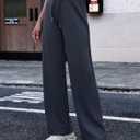 Womens Wide Leg Sweatpants High Waisted Lounge Pants with Drawstring Casual Athletic Yoga Workout Pants No Pockets (Gray, M)