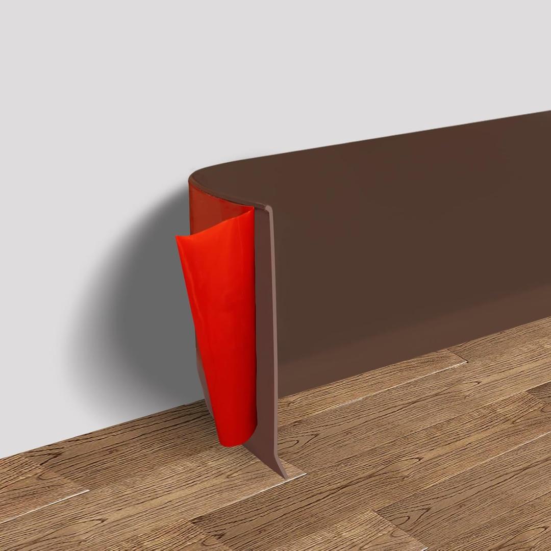 Vinyl Wall Base Baseboard Molding Trim 4" Flexible Self Adhesive Rubber Wall Base Moulding Trim Peel and Stick Design, 4 Inch x 20 Feet, Brown