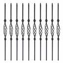 10 pcs Balusters for Staircase Interior Stair Spindles 1/2" Square Iron Balusters - Hollow Big Basket Stair Balusters (Real Satin Black), E09