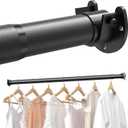 Closet Rods for Hanging Clothes, 17 to 54 Inches Stepless Adjustable Metal Closet Rod, 1.3 Inches Heavy Duty Clothes Hanging Rod for Closet Wardrobes Laundry RV (17-54 IN, Matte Black)
