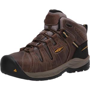 KEEN Utility Men's Flint 2 Mid Height Steel Toe Work Boots (9 Wide, Cascade Brown/Golden Rod)