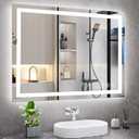 Koonmi 36x48 LED Bathroom Mirror, Backlit + Front Lit, LED Bathroom Mirror with Lights for Wall, 3 Colors, Anti-Fog, Dimmable Brightness, Memory Function, Tempered Glass