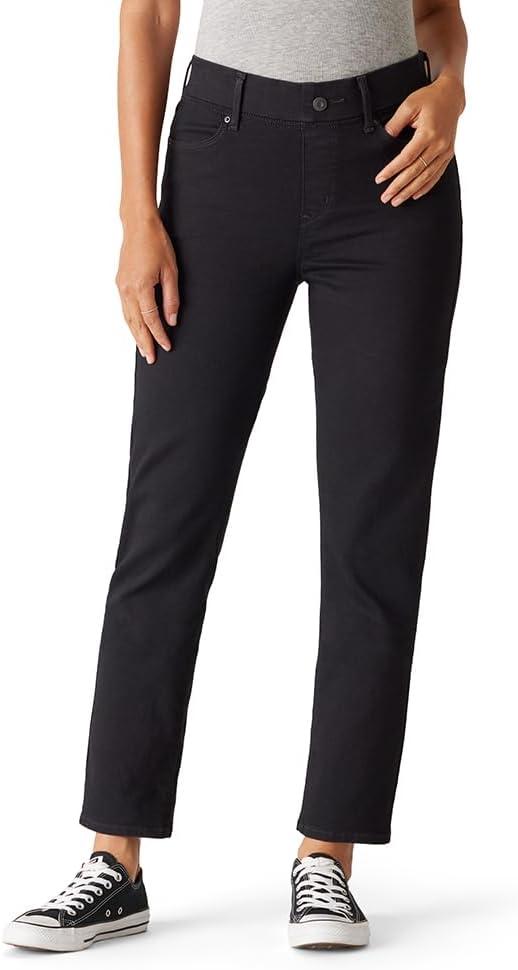 Levi Strauss Signature Gold Women's Totally Shaping Ultimate Ankle Straight Mid-Rise Stretch Denim Jeans (Noir)