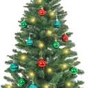 Sunshine Green Christmas Tree with Light 3ft Artificial Full Christmas Tree with Ball & Star Ornaments 8 Lighting Modes for Holiday Decor