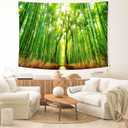 Delur Forest Pathway Tapestry Sunset Tropical Rainforest Nature Tree Tapestry Wall Hanging Sunrise Scenic Natural Green Landscape Headboard for Bedroom Living Room Home Decor (59.1" x 78.7")