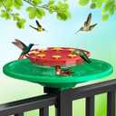 Hummingbird Feeders Outdoors Bird Feeder - Big Ant Moat Perch with 8 Bee Guard Feeding Ports, Adjustable C-Clamp Stand, 13 oz for Outside Garden Yard (Green and red)