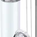 Stainless Steel Skinny Tumbler, 20 oz Vacuum Insulated Tumbler with Lid and Straw, Double Wall Coffee Cup, Travel Mug for Cold Hot Drinks, White 1 Pack