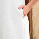 Wenrine Womens 3/4 Sleeve Mini Dress Casual V Neck Collared Textured Loose Fall A Line Argyle Dresses with Pockets (White)