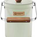 WAGENSTEIGER Kitchen Countertop Compost Bin 101Ounces / 3Liter with Airtight Lid, SUS304 Stainless Steel Odor-Free Food Waste Bin with Wooden Handle Stylish Design/Bathroom Trash Can (Mint Green)
