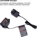 LCS1620B Compatible with Black and Decker 20V Lithium Battery Charger, Compatible with Black & Decker 12V 20V Battery LBXR20 LBXR20-OPE LBX4020 LB2X4020