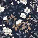 Dark Blue Floral Peel and Stick Wallpaper Boho Leaf Contact Paper Dark Flower Removable Self Adhesive Waterproof Wall Paper for Cabinet Drawers Wall Decor Renter Friendly 17.5''x118.1''