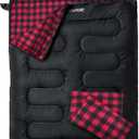 Double Sleeping Bag Flannel for Adults with 2 Pillows 2 Person Sleeping Bags Camping XXL Queen Size Two Person Sleeping Bag for Cold Weather