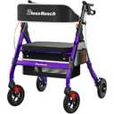 BlessReach Foldable Rollator Walkers with Seat for Seniors, 450 lb Capacity, 8'' Wheels, 18" Big Seat, 6-Position Adjustable Height, Heavy-Duty Aluminum Rolling Walker (Purple)
