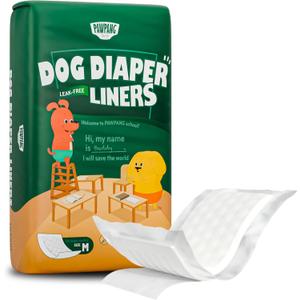 PAWPANG Disposable Dog Diaper Liners Booster Pads for Male & Female Dogs, 100ct, 4 Sizes Options, Doggie Diaper Inserts fit Most Types of Dog Diapers - Pet Belly Bands & Male Wraps (Medium (100 ct))