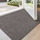 LUMI Ultra Thin Door Mat for Entryway, 20"x32" Low Profile Non Slip Rubber Backing Indoor Doormat, Easy Clean Welcome Entrance Mat for Inside House, Patio, Brown