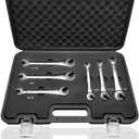 Tubing Ratchet Wrench Set 72 Teeth Combination Oil Wrenches with Open Flexible/Fix Head Ratchet For Car Repair Tools (Color : Flexible head 6 pcs)