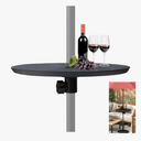 Helios&Hestia 20" Small Round Portable Outdoor Patio Umbrella Table Tray with Hole, Fits 7 to 11 ft Market Umbrellas with 1.5" Pole, Black