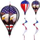 2 Pack 43-Inch Patriotic American Flag & Eagle Hot Air Balloon Wind Spinner Twister, Outdoor Hanging Windmill Decor for Garden Lawn Yard, Fourth of July, Memorial Day, and Veterans Day Decorations