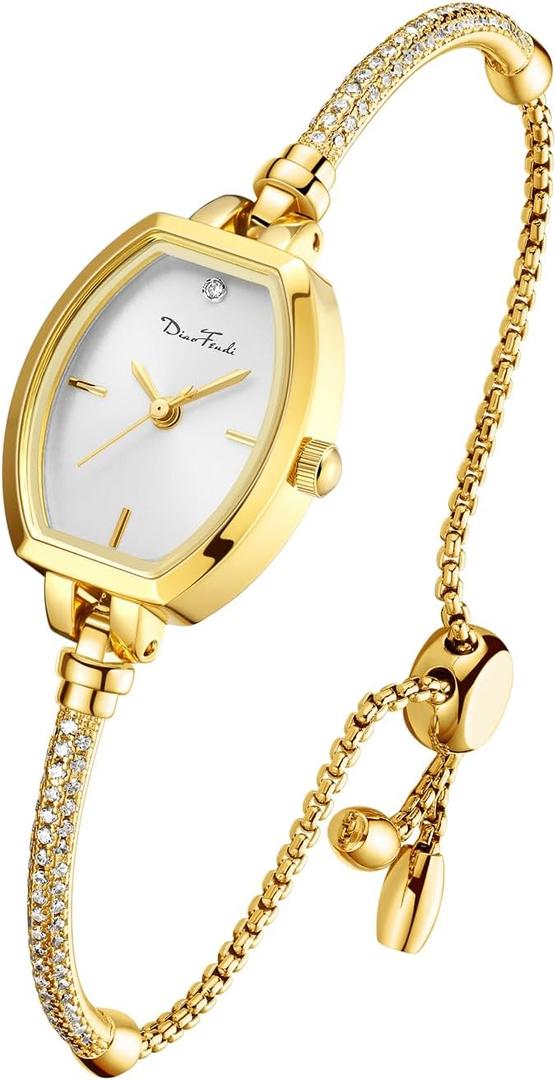 Petite Bracelet Watch for Women, Gifts for Girlfriend Diamond Dress Analog Watch Waterproof (Two-Tone Gold Silver)