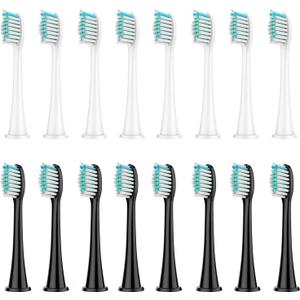 Replacement Brush Heads Compatible For Philips Compatible For Sonicare DiamondClean HX3/HX6/HX9 Series Electric Toothbrush Heads (8 White 8 Black)