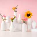 8 Pack Ceramic Bud Vase, White Ceramic Vase Modern Mini Bud Vase in Bulk for Centerpieces, Small White Vase for Flowers Pampas Grass, Wedding, Home