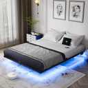 OLEVS Floating Bed Frame Queen Size with Smart LED Lights and Charging Station - Modern Metal Platform Bed, Easy Assembly No Box Spring Needed