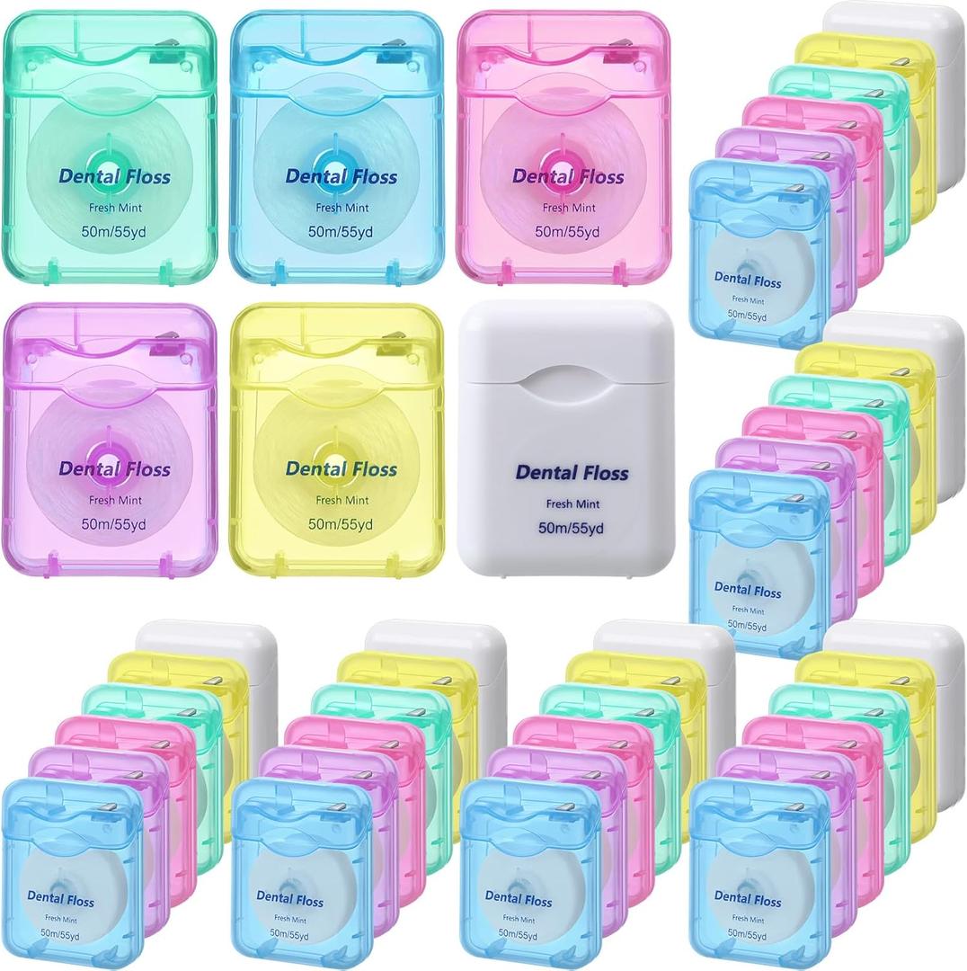 36 Pack Mini Dental Floss Bulk Mint Flavored 50m Each Travel Dental Floss Oral Care for Teeth and Gum Protection(Colorful)