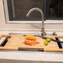 Defined Deco Over The Sink Cutting Board, Kitchen Sink Cover for Counter Space, Extra Large Expandable Cutting Board Over Sink, Natural Bamboo Cutting Boards with Juice Groove