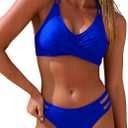 ANRABESS Bikini Sets for Women V Neck Criss Cross Two Piece Swimsuit Sexy Cutout Bathing Suit 2026 Beach Vacation Swimwear (Large, Dark Royal Blue)