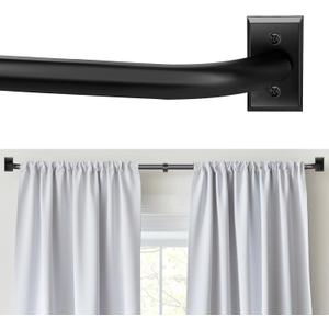 Blackout Curtain Rod, Adjustable Extra Long for Windows 5.5-12.7Ft, Wrap Around Heavy Duty French Return, Matte Black