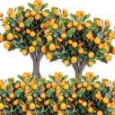 Daifunli 20 Pcs Artificial Tangerine Branches 25 Inch Realistic Faux Oranges Fruit with Green Leaves Simulation Orange Branch Decorative Kumquat Tangerine for Vase Home Party Decoration (6 Oranges)