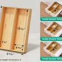 Bamboo Kitchen Drawer Organizer Boxes 14" x 5" Stackable Wood Silverware Utensil Tray for Drawers Bins Cutlery & Flatware Storage Wooden Pantry Organizers Set of 2 for Junk Drawer Bathroom Rv